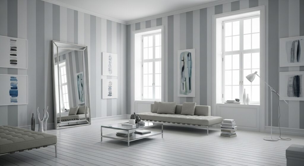 A stylish room that looks taller because of smart visual design choices.