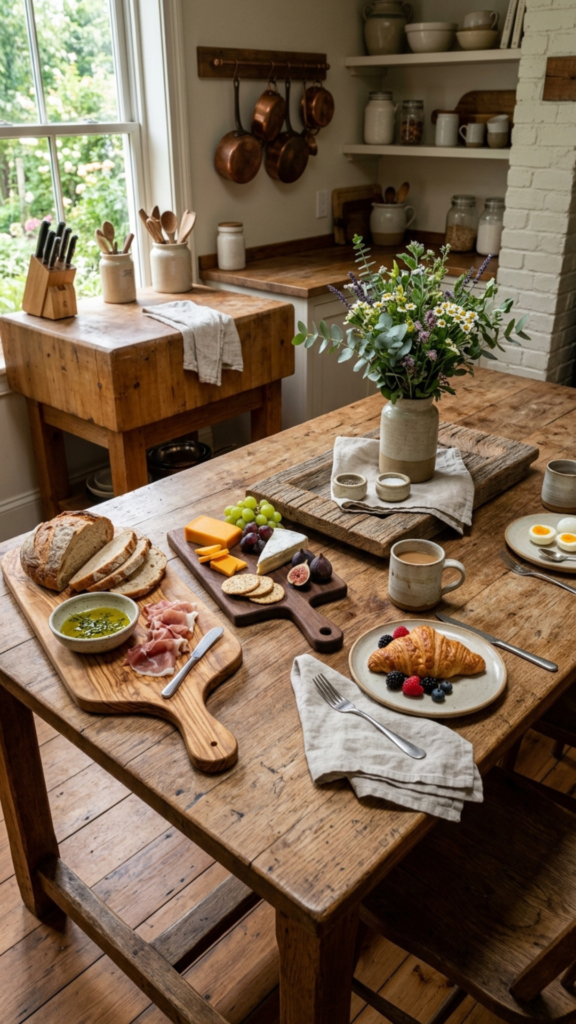 Completed farmhouse kitchen decor transformation on a budget.